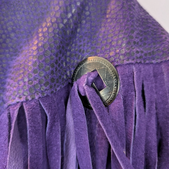 Vintage Suede Purple Fringe Women's Jacket Western Size S In VGUC - Picture 8 of 13